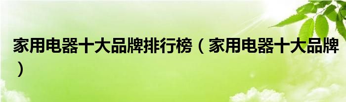 博鱼·体育官方网站登录入口家用电器十大品牌排行榜（家用电器十大品牌）(图1)