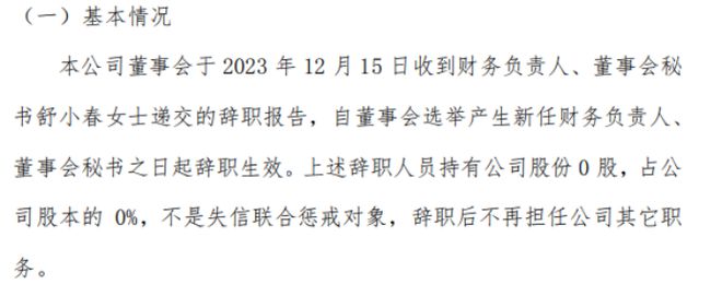 博鱼·体育合源水务财务负责人舒小春辞职 2023年上半年公司净利5042万(图1)